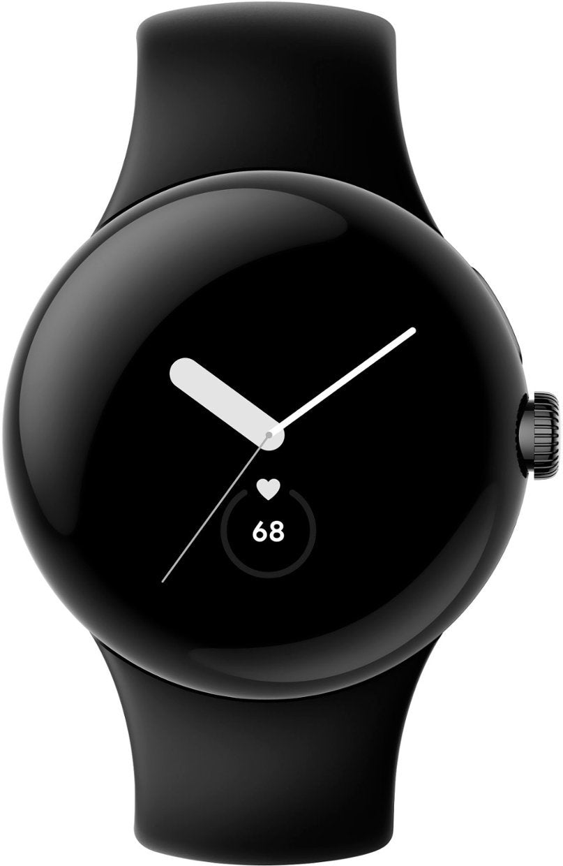 Google Pixel Watch Matte Black Stainless Steel Case Active Band In Obsidian