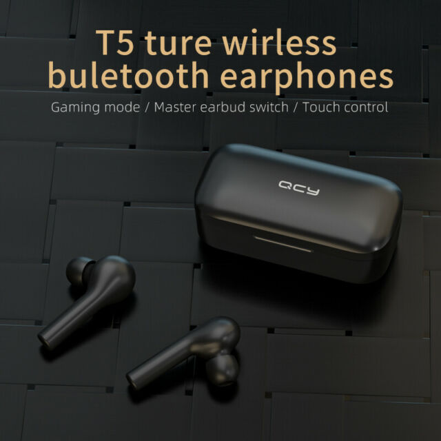 QCY T5 T-5 True Wireless Earbuds with Charging Case, TWS Bluetooth 5.0 Headphones, Compatible for iPhone, Android and Other Leading Smartphones, Black