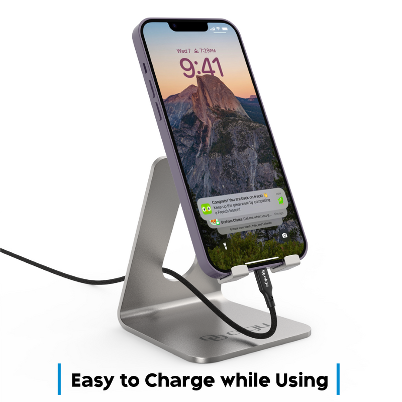 Adjustable Cell Phone Stand, Desktop Aluminum Phone Dock Holder Compatible with iPhone, Samsung Galaxy, Google Pixel and More