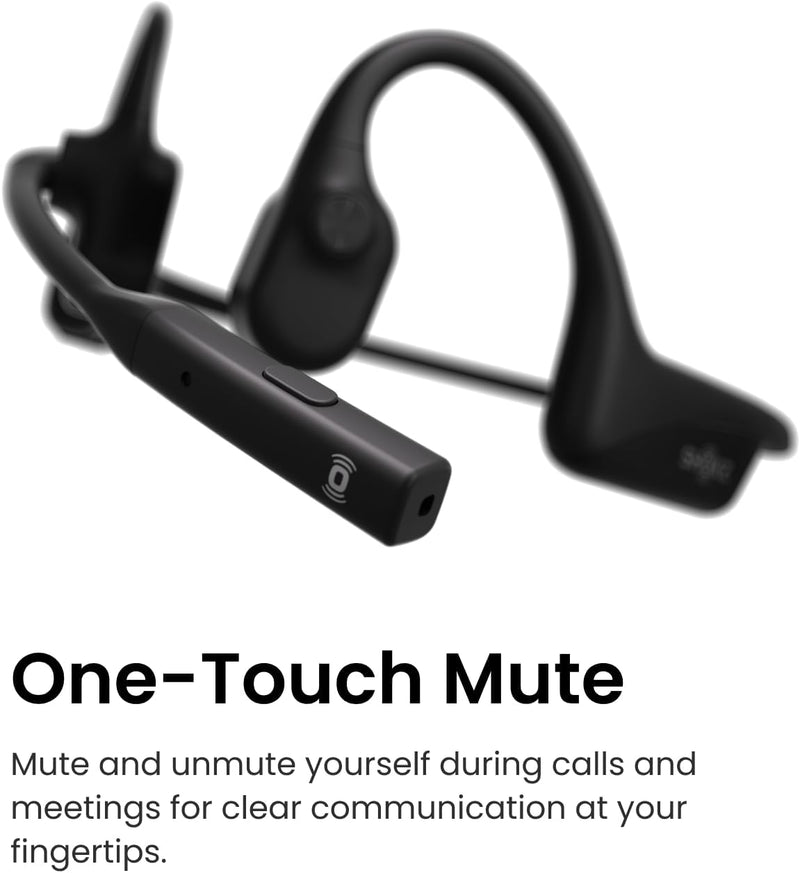 SHOKZ OpenComm 2 Bone Conduction Open-Ear Bluetooth Headset with Noise-Canceling Boom Mic and mute button, Water-Resistant, 16 hours of talk time