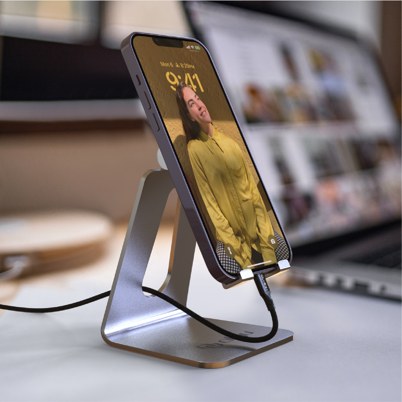 Adjustable Cell Phone Stand, Desktop Aluminum Phone Dock Holder Compatible with iPhone, Samsung Galaxy, Google Pixel and More