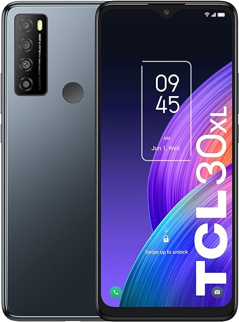 TCL 30XL Unlocked Cell Phone, 6.82 inch Vast Display, 5000mAh Battery, Android 12 Smartphone, 50MP Rear 13MP Front Camera, 6GB RAM 64GB ROM, Dual Speaker, LTE 4G Phone, Night Mist, Grade A