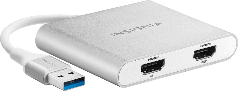 Insignia - USB to Dual HDMI Adapter , USB 3.0 to HDMI Cable Multi-Display