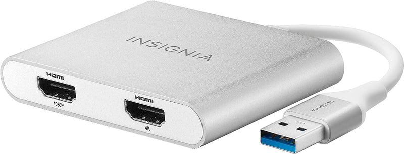 Insignia - USB to Dual HDMI Adapter , USB 3.0 to HDMI Cable Multi-Display