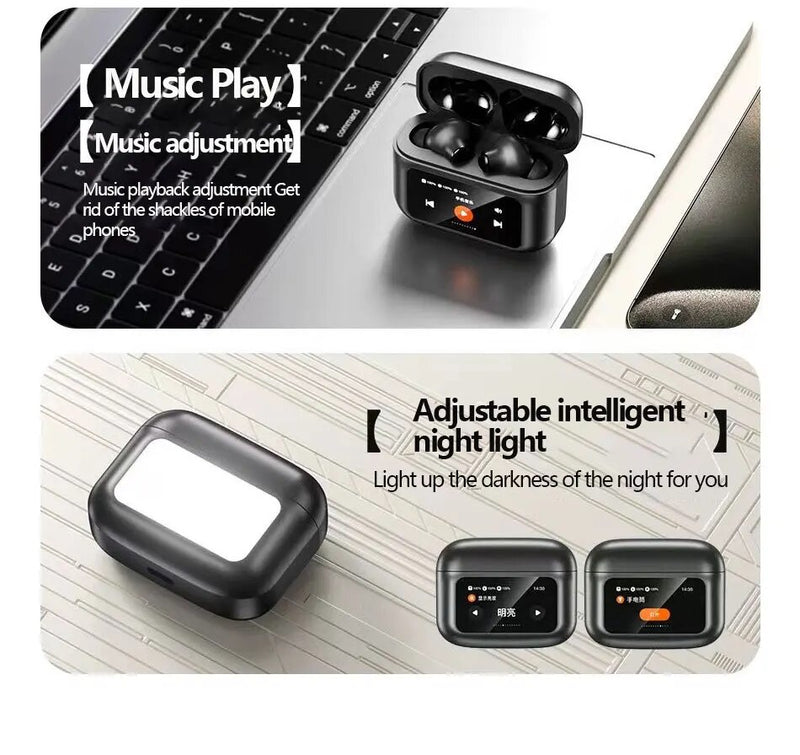 Awei T56 ANC Earbuds V5.4 Wireless Bluetooth Earphones With LED Color Screen Support Touch Control, ANC+ENC Dual Noise Reduction