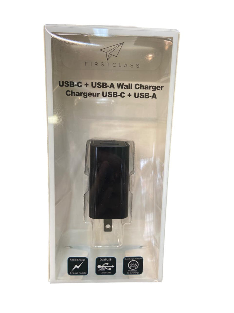 First Class Dual-Port (USB-A and Type-C ) 15 Watt Charger