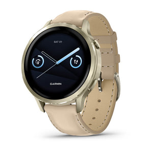 Venu® 4 – 41 mm, Lunar Gold with Bone Silicone Band and Light Sand Leather Band