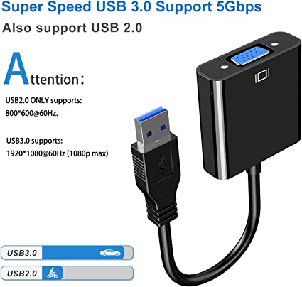 Insignia USB to VGA Adapter, USB 3.0 to VGA Adapter Multi-Display Video Converter -A Stock