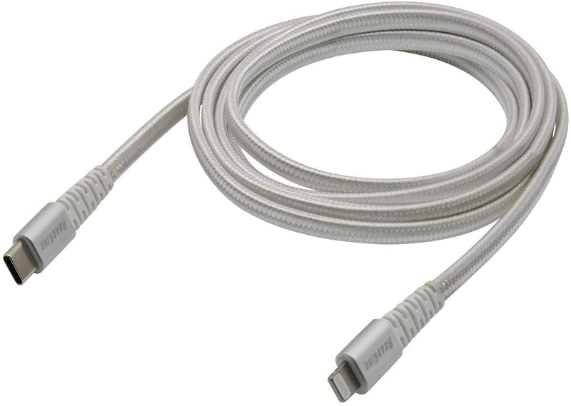 Apple Certified Type C to Lightning Roadking Cable/iPhone 14/13/12/11/Xr/ and Latest iPads  PD 3A 4Feet/ MFI Data Cable/Quick Charge/Braided/WHITE
