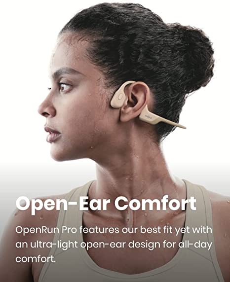 SHOKZ OpenRun Pro - Open-Ear Bluetooth Bone Conduction Sport Headphones - Sweat Resistant Wireless Earphones for Workouts and Running with Premium Deep Base - Built-in Mic, with Hair Band